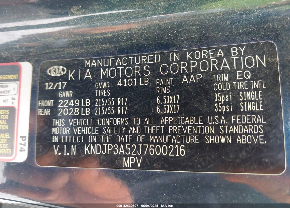2018 KIA SOUL VIN: KNDJP3A52J7600216