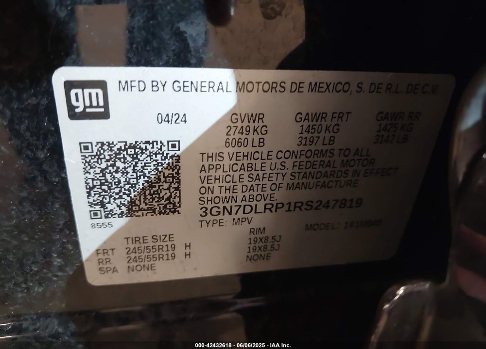 2024 CHEVROLET EQUINOX VIN: 3GN7DLRP1RS247819
