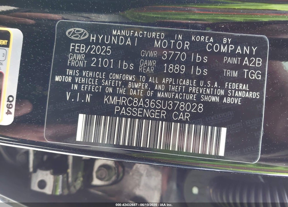 2025 HYUNDAI VENUE SEL VIN: KMHRC8A36SU378028