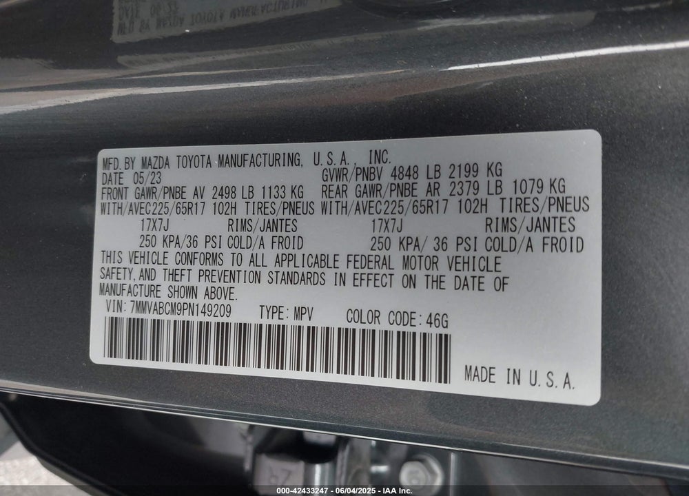 2023 MAZDA CX-50 VIN: 7MMVABCM9PN149209