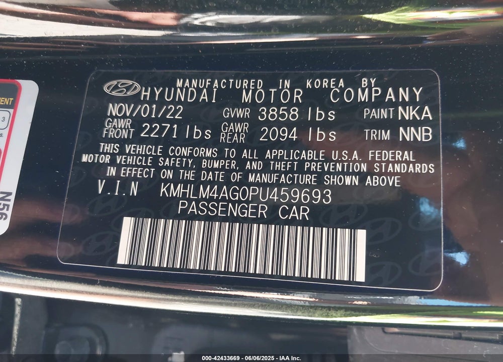 2023 HYUNDAI ELANTRA SEL VIN: KMHLM4AG0PU459693