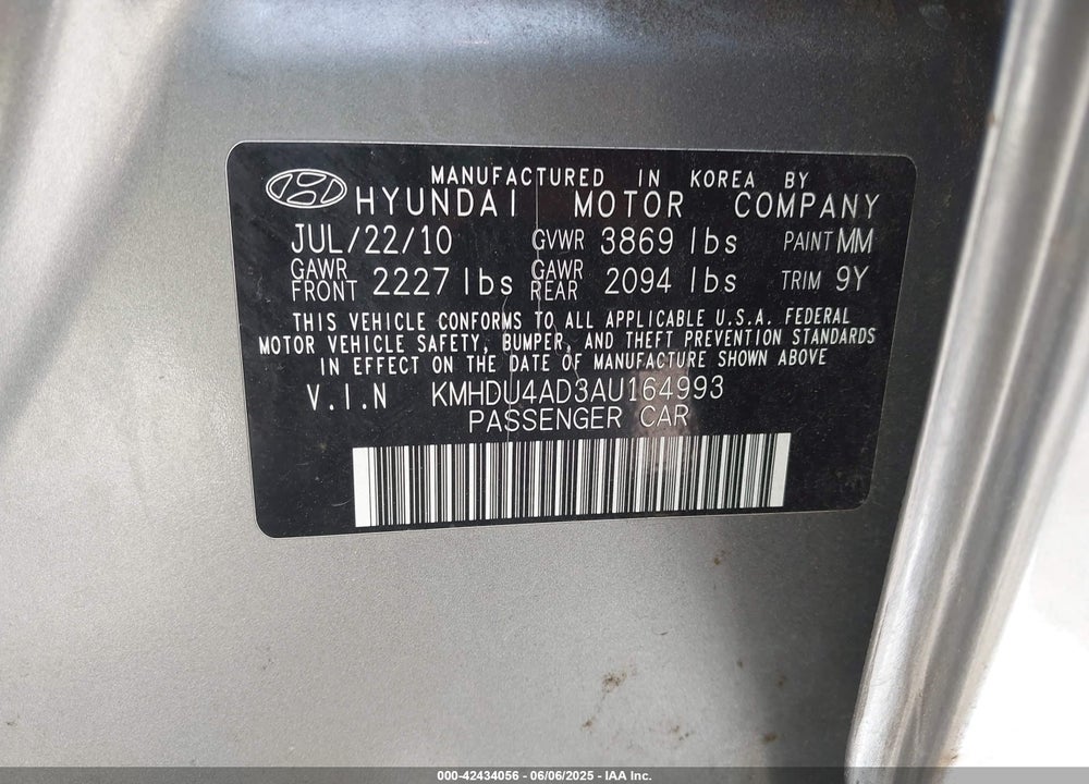 2010 HYUNDAI ELANTRA GLS VIN: KMHDU4AD3AU164993