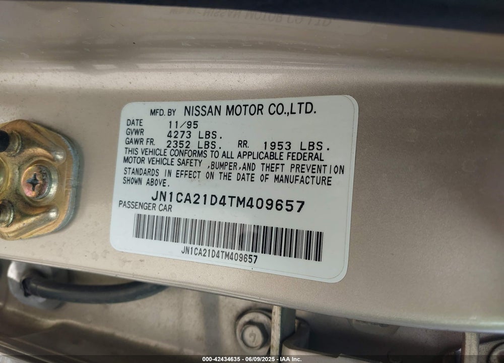 1996 NISSAN MAXIMA GLE/GXE/SE VIN: JN1CA21D4TM409657