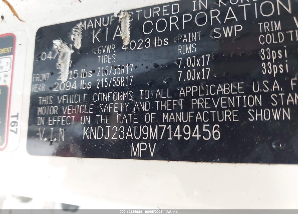 2021 KIA SOUL VIN: KNDJ23AU9M7149456