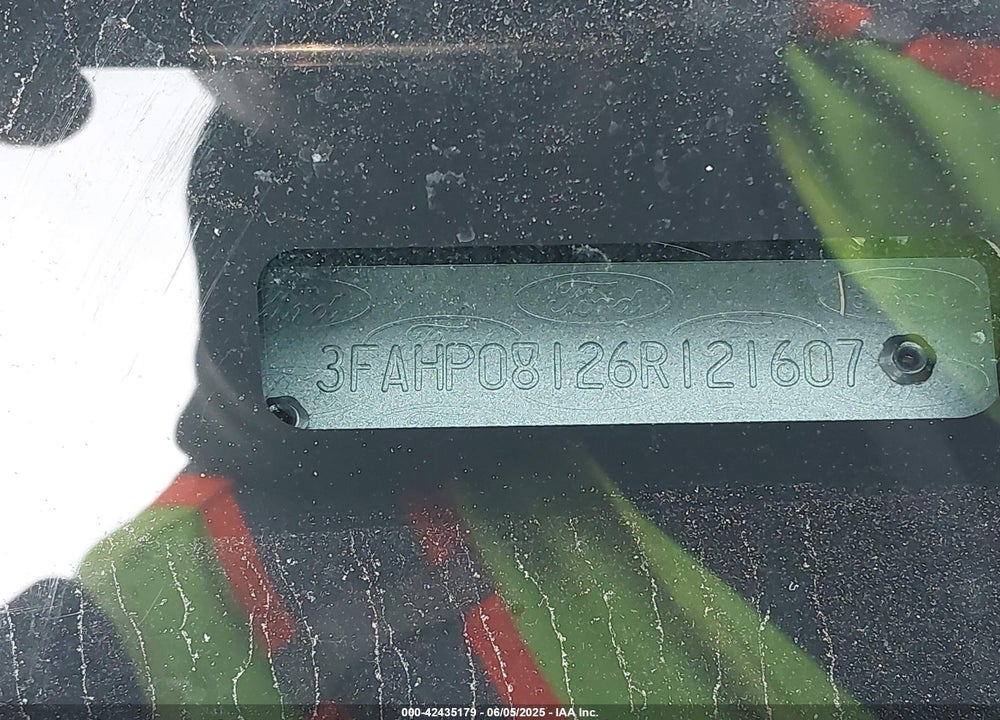 2006 FORD FUSION VIN: 3FAHP08126R121607