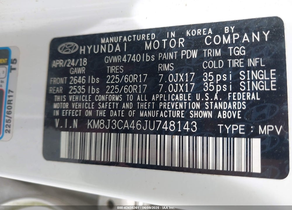 2018 HYUNDAI TUCSON SEL VIN: KM8J3CA46JU748143