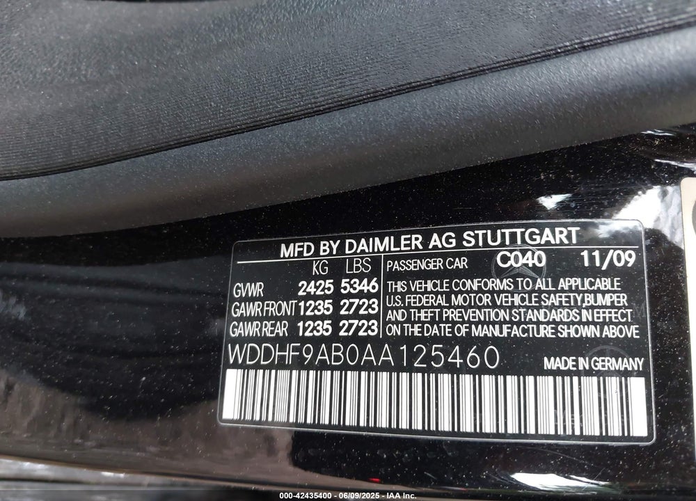 2010 MERCEDES-BENZ E 550 VIN: WDDHF9AB0AA125460