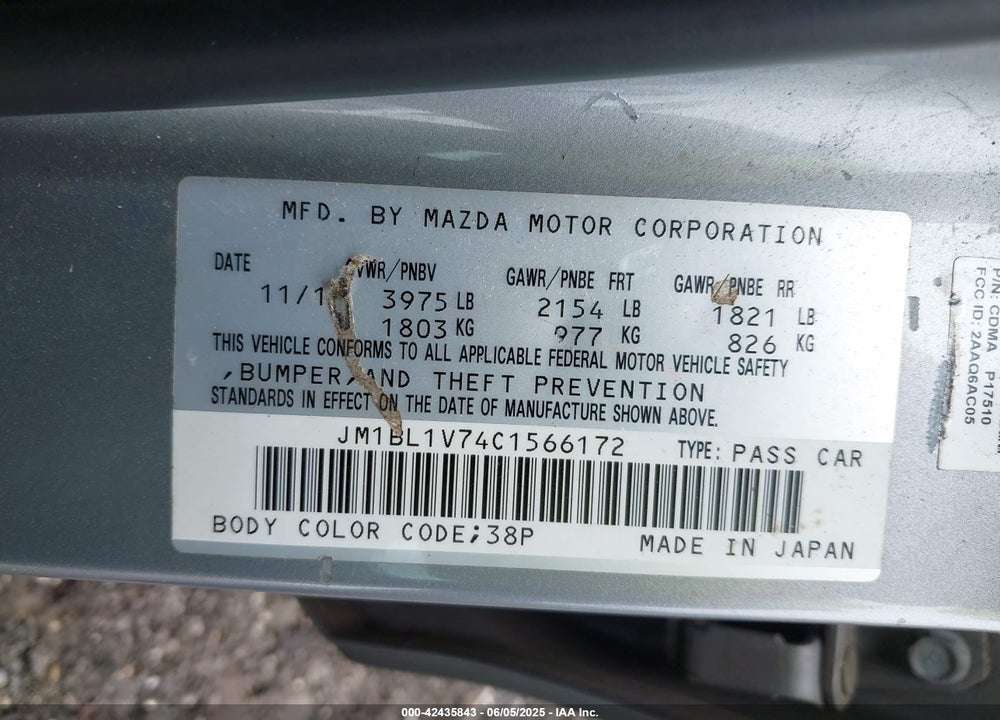 2012 MAZDA 3 I TOURING VIN: JM1BL1V74C1566172