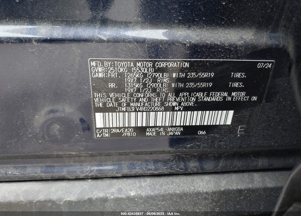 2024 TOYOTA RAV4 PRIME VIN: JTMFB3FV4RD220868