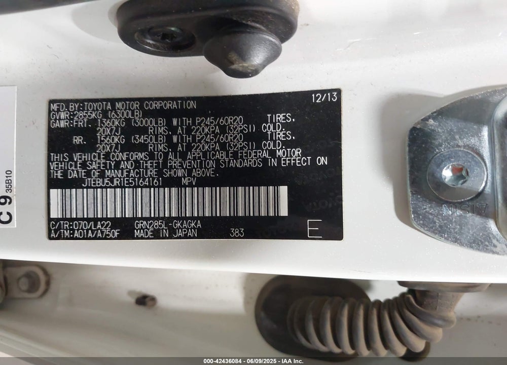 2014 TOYOTA 4RUNNER LIMITED VIN: JTEBU5JR1E5164161
