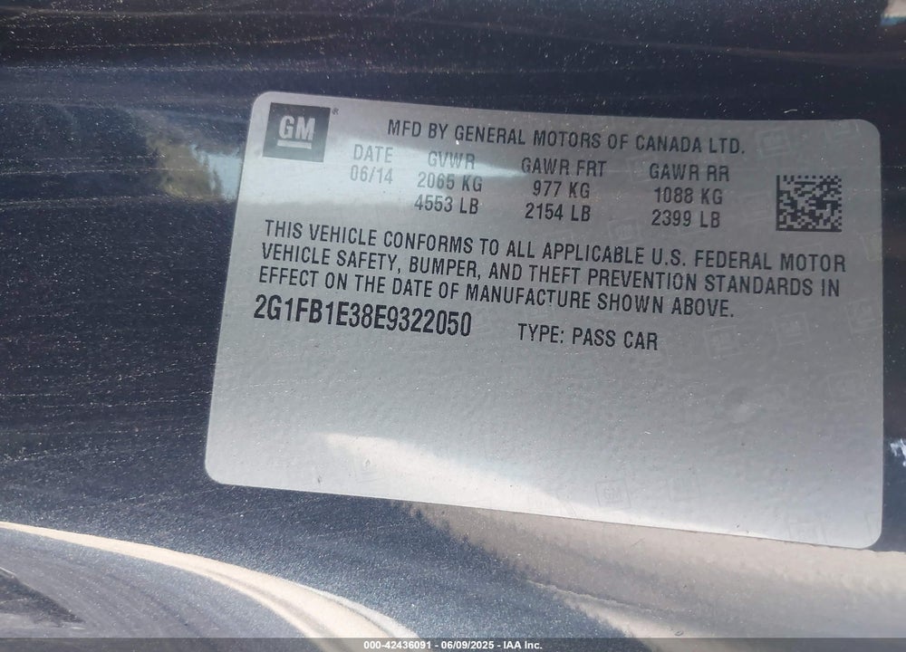 2014 CHEVROLET CAMARO 1LT VIN: 2G1FB1E38E9322050