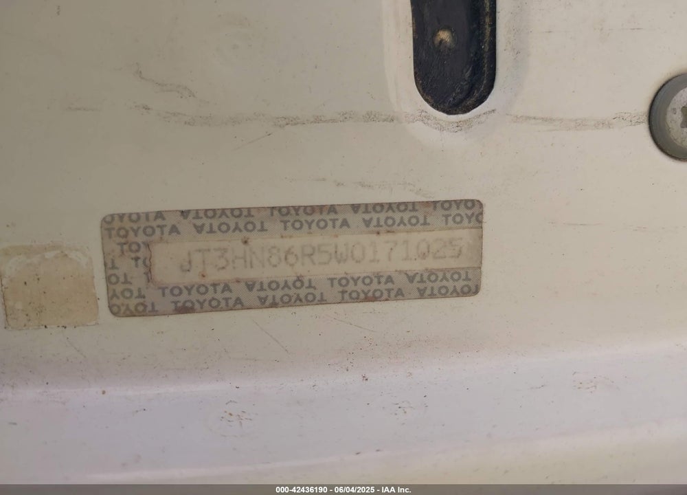 1998 TOYOTA 4RUNNER SR5 V6 VIN: JT3HN86R5W0171025