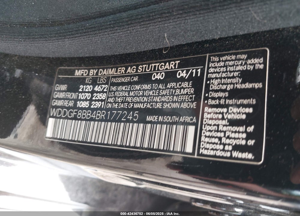 2011 MERCEDES-BENZ C 300 LUXURY 4MATIC/SPORT 4MATIC VIN: WDDGF8BB4BR177245