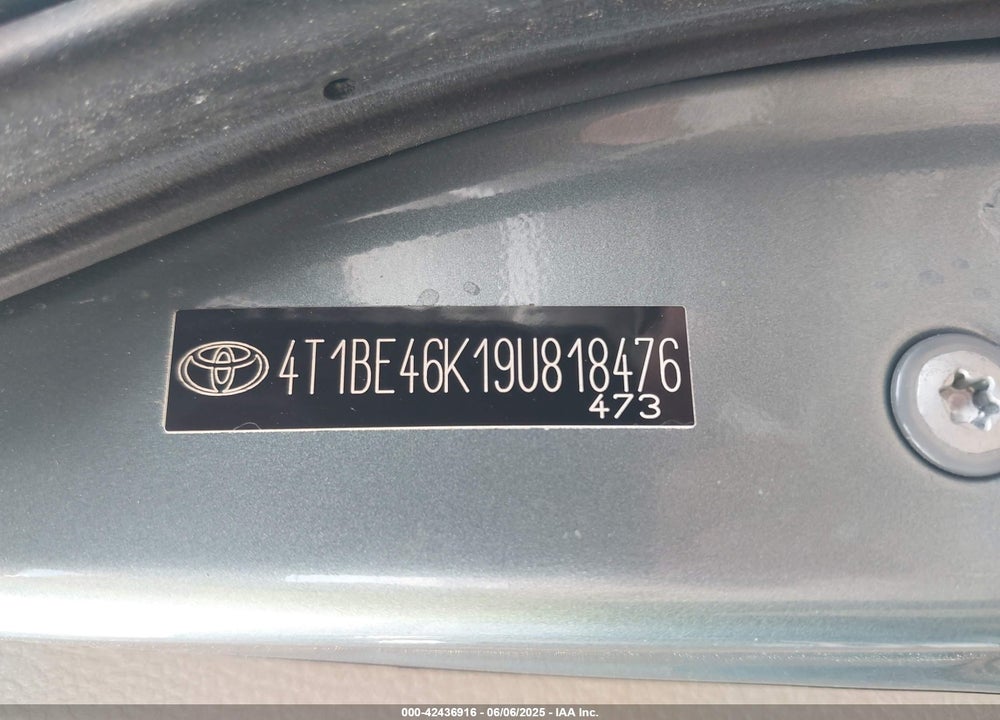 2009 TOYOTA CAMRY VIN: 4T1BE46K19U818476