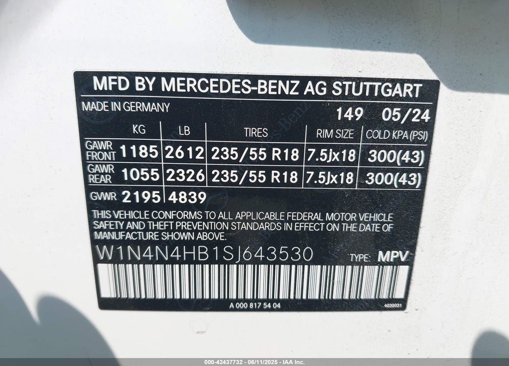 2025 MERCEDES-BENZ GLA 250 VIN: W1N4N4HB1SJ643530