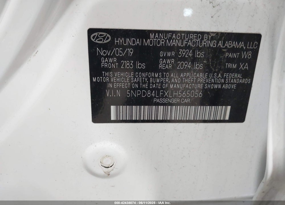 2020 HYUNDAI ELANTRA VIN: 5NPD84LFXLH565056