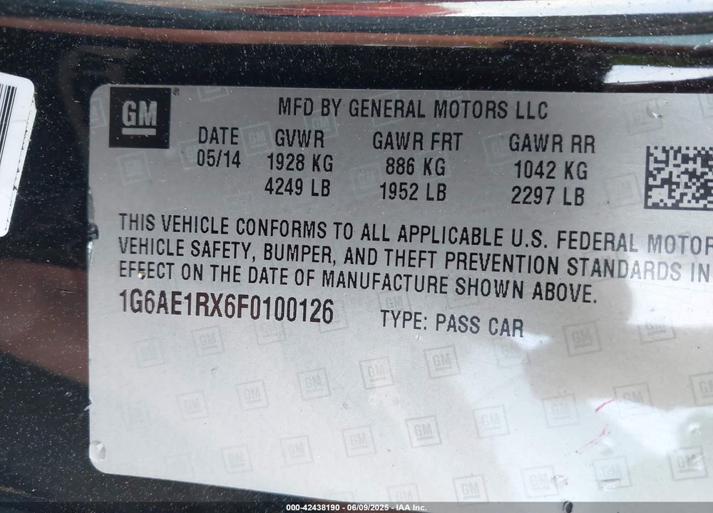 2015 CADILLAC ATS PREMIUM VIN: 1G6AE1RX6F0100126