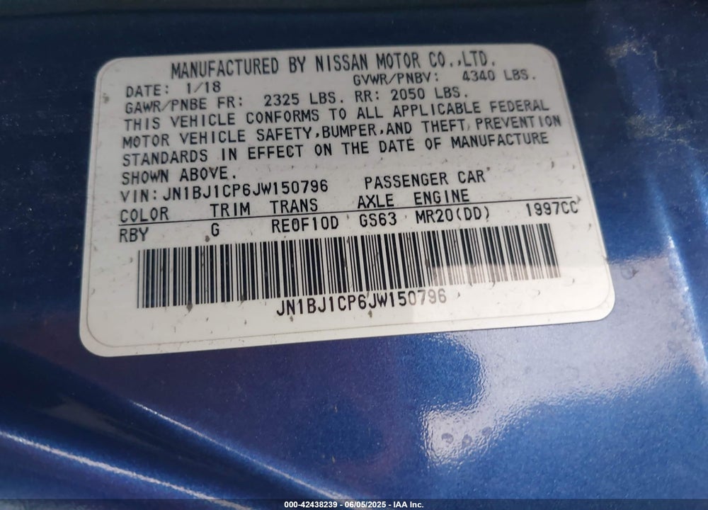 2018 NISSAN ROGUE SPORT VIN: JN1BJ1CP6JW150796