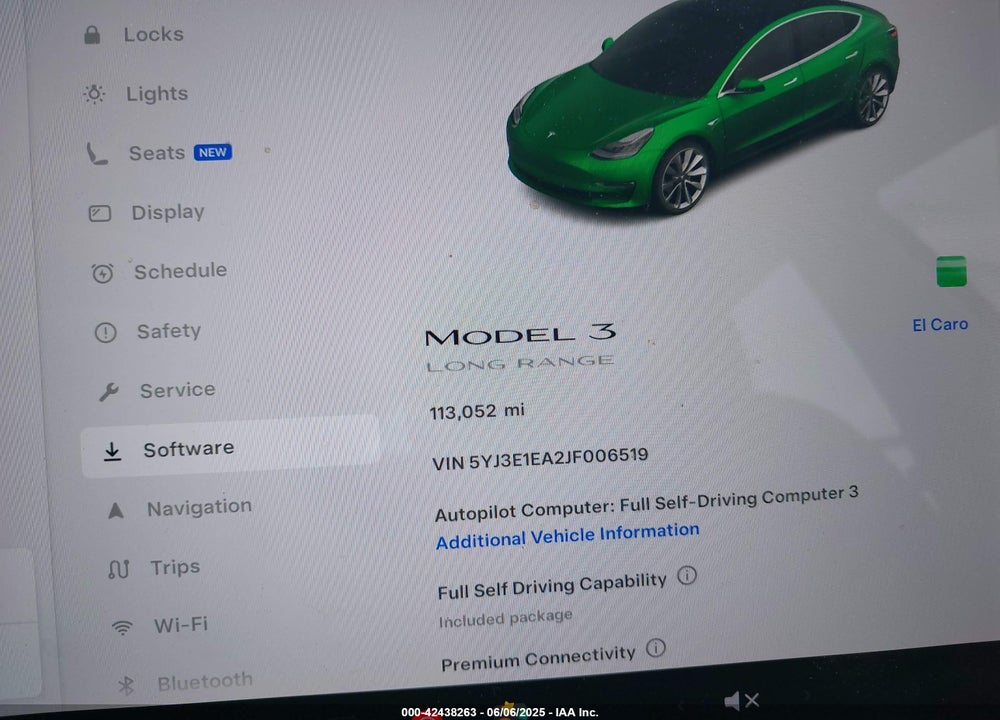 2018 TESLA MODEL 3 VIN: 5YJ3E1EA2JF006519