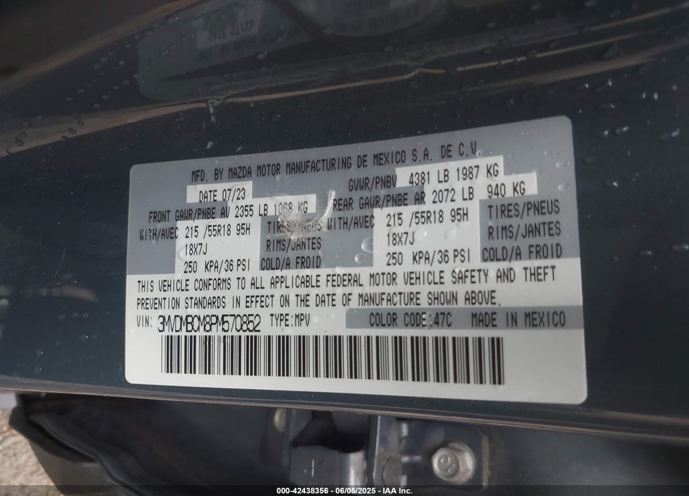 2023 MAZDA CX-30 VIN: 3MVDMBCM8PM570852