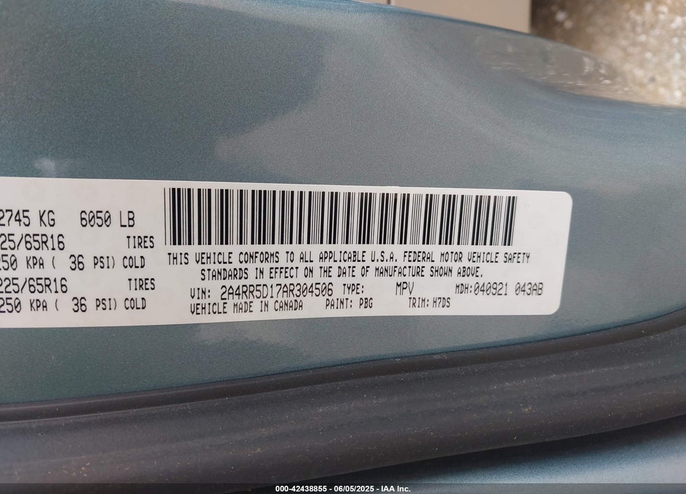 2010 CHRYSLER TOWN & COUNTRY TOURING VIN: 2A4RR5D17AR304506