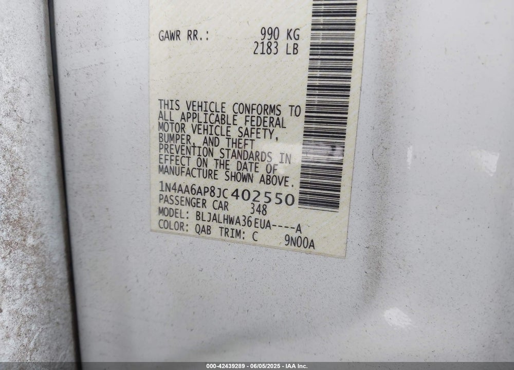 2018 NISSAN MAXIMA 3.5 PLATINUM VIN: 1N4AA6AP8JC402550