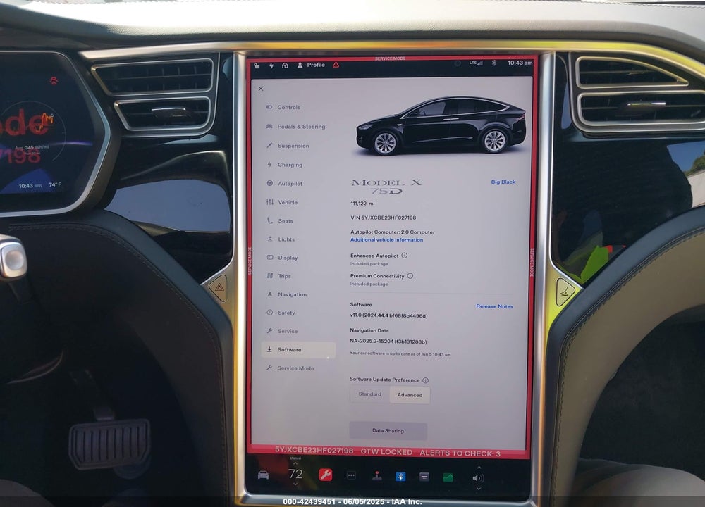 2017 TESLA MODEL X VIN: 5YJXCBE23HF027198