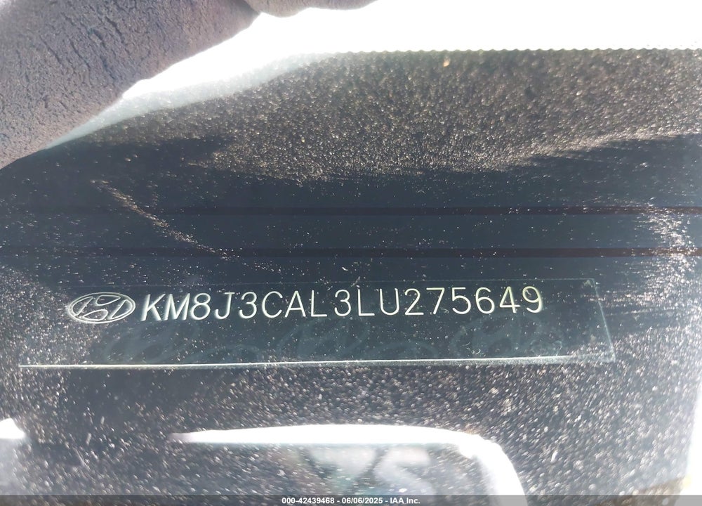 2020 HYUNDAI TUCSON VIN: KM8J3CAL3LU275649