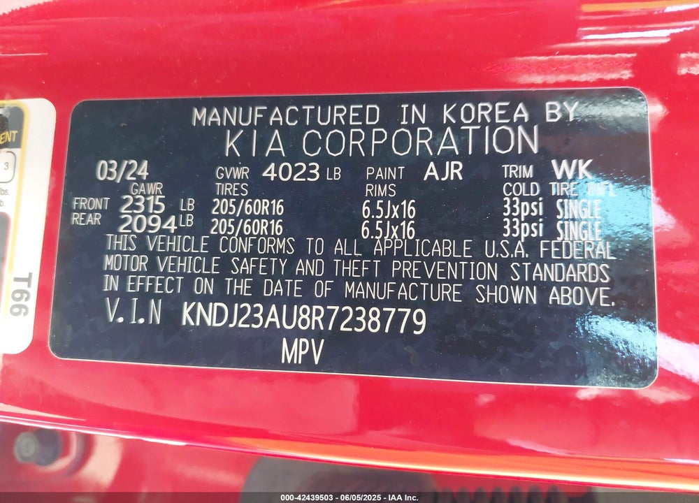 2024 KIA SOUL VIN: KNDJ23AU8R7238779
