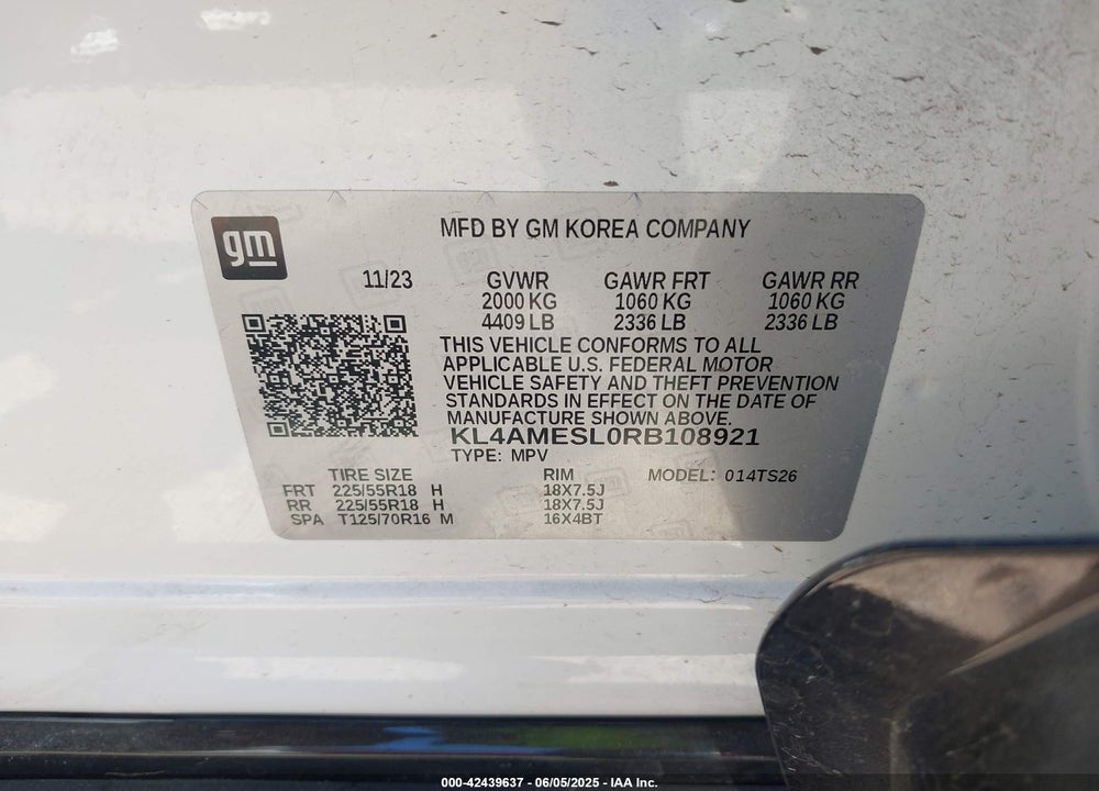 2024 BUICK ENCORE GX SPORT TOURING AWD VIN: KL4AMESL0RB108921