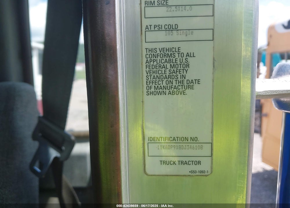 2013 KENWORTH CONSTRUCTION T660 VIN: 1XKADP9X8DJ346108