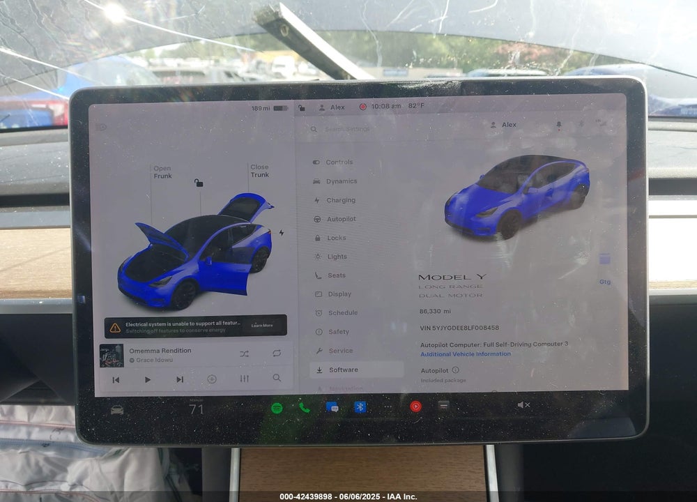 2020 TESLA MODEL Y VIN: 5YJYGDEE8LF008458