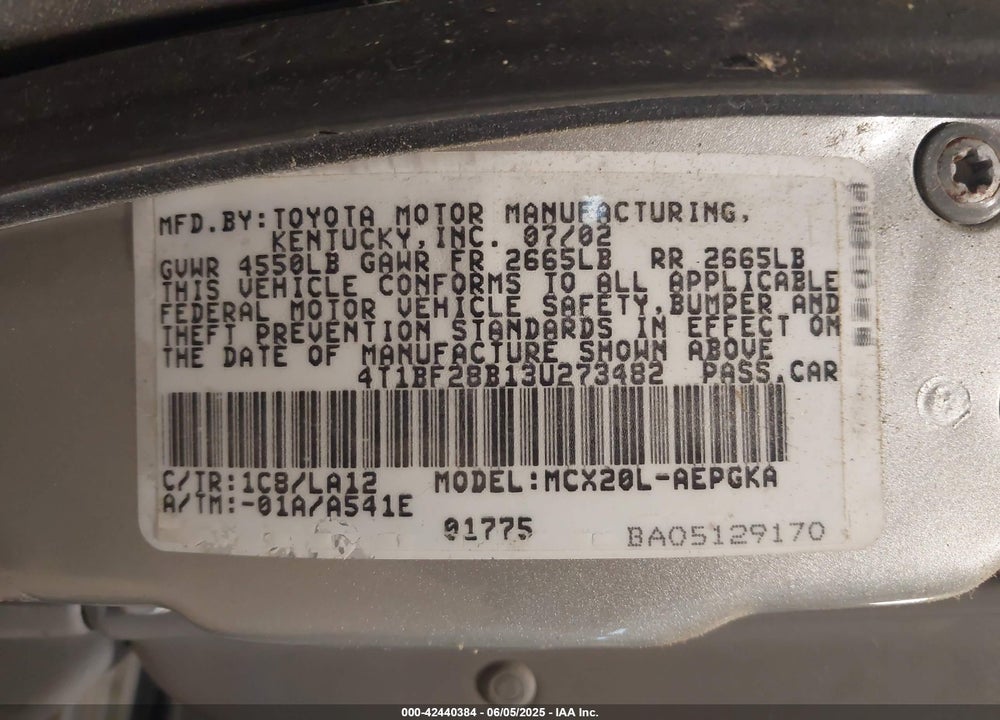 2003 TOYOTA AVALON XLS VIN: 4T1BF28B13U273482