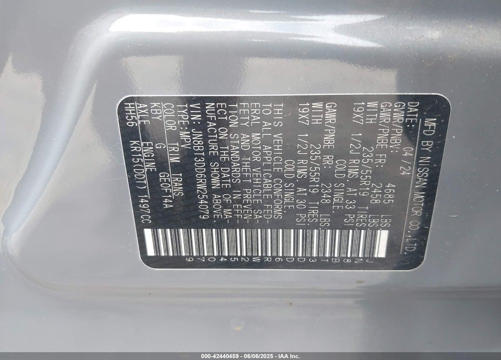 2024 NISSAN ROGUE VIN: JN8BT3DD6RW254079