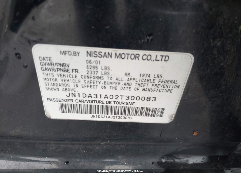 2002 NISSAN MAXIMA GLE VIN: JN1DA31A02T300083