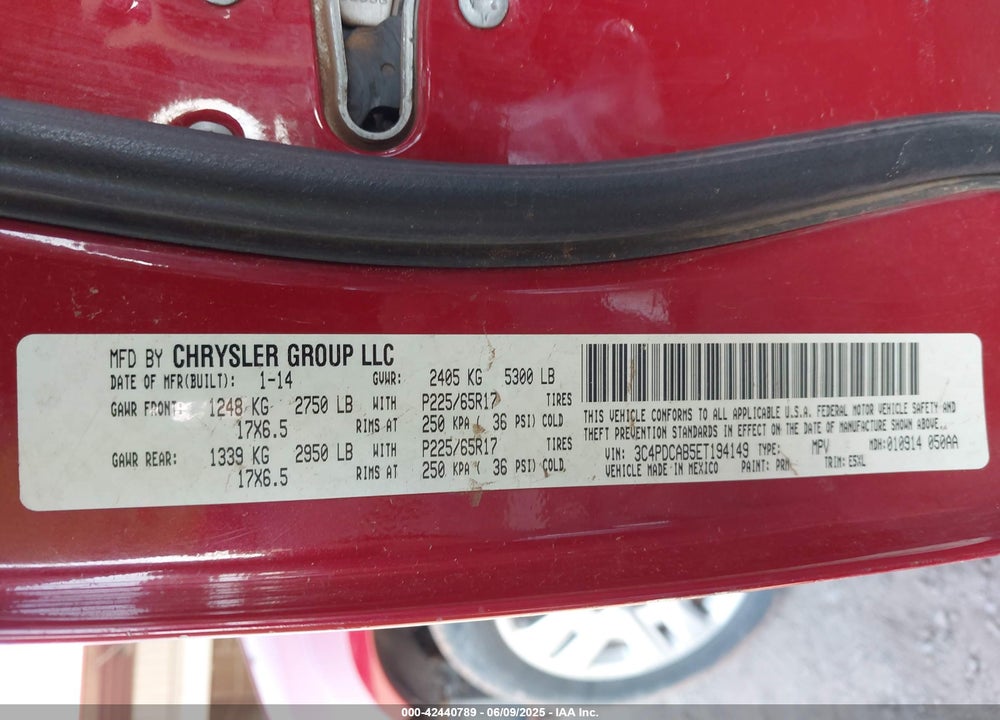 2014 AMERICAN DODGE JOURNEY  VALUE PKG VIN: 3C4PDCAB5ET194149