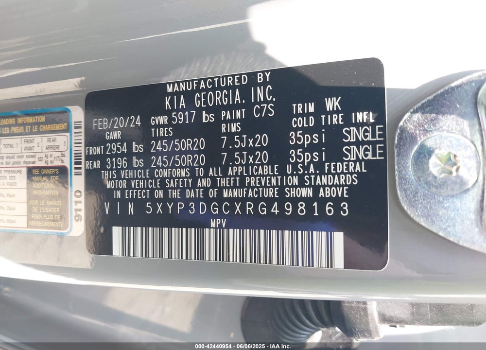 2024 KIA TELLURIDE VIN: 5XYP3DGCXRG498163