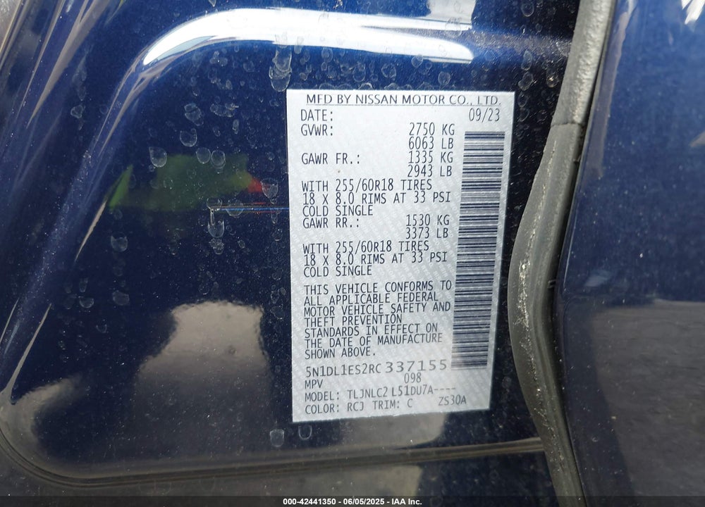 2024 INFINITI QX60 VIN: 5N1DL1ES2RC337155