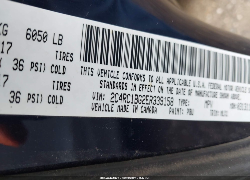 2014 CHRYSLER TOWN & COUNTRY TOURING VIN: 2C4RC1BG2ER339158