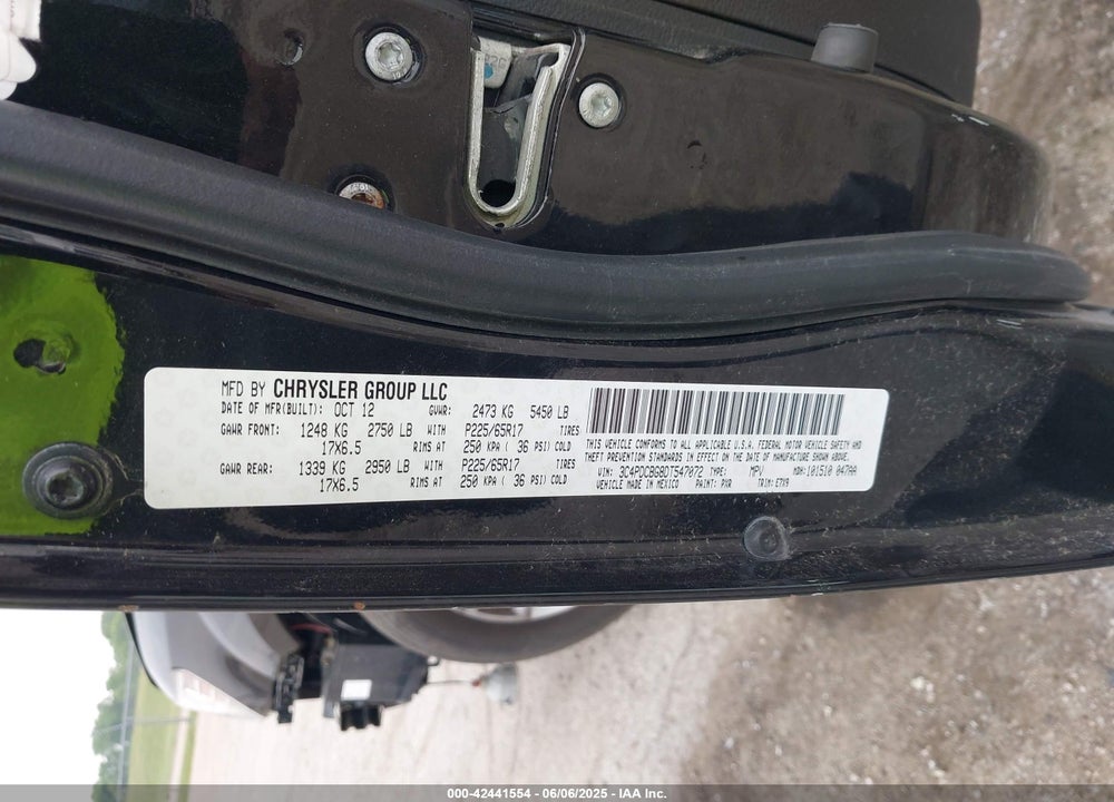 2013 DODGE JOURNEY VIN: 3C4PDCBG8DT547072