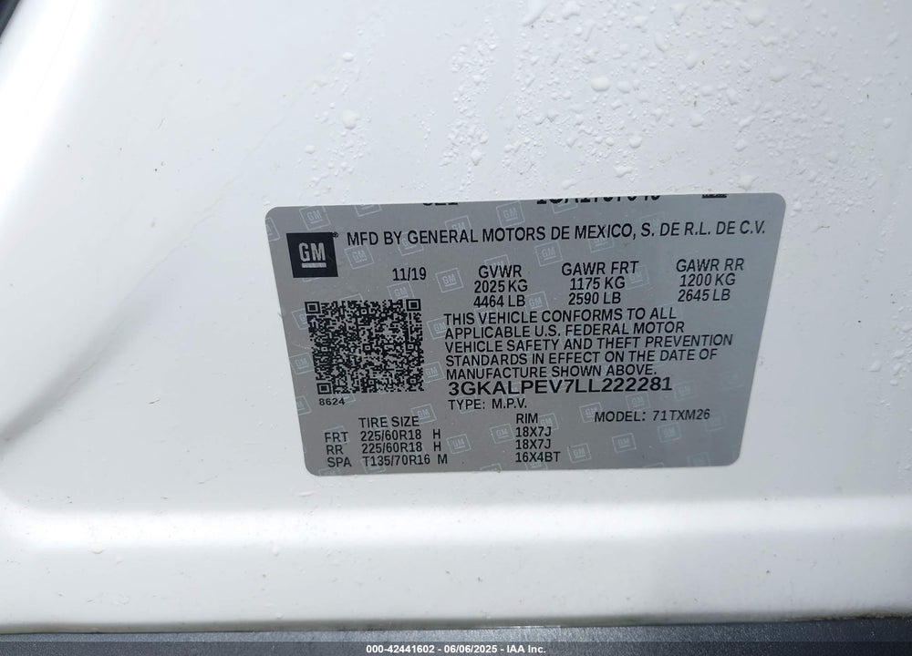 2020 GMC TERRAIN VIN: 3GKALPEV7LL222281