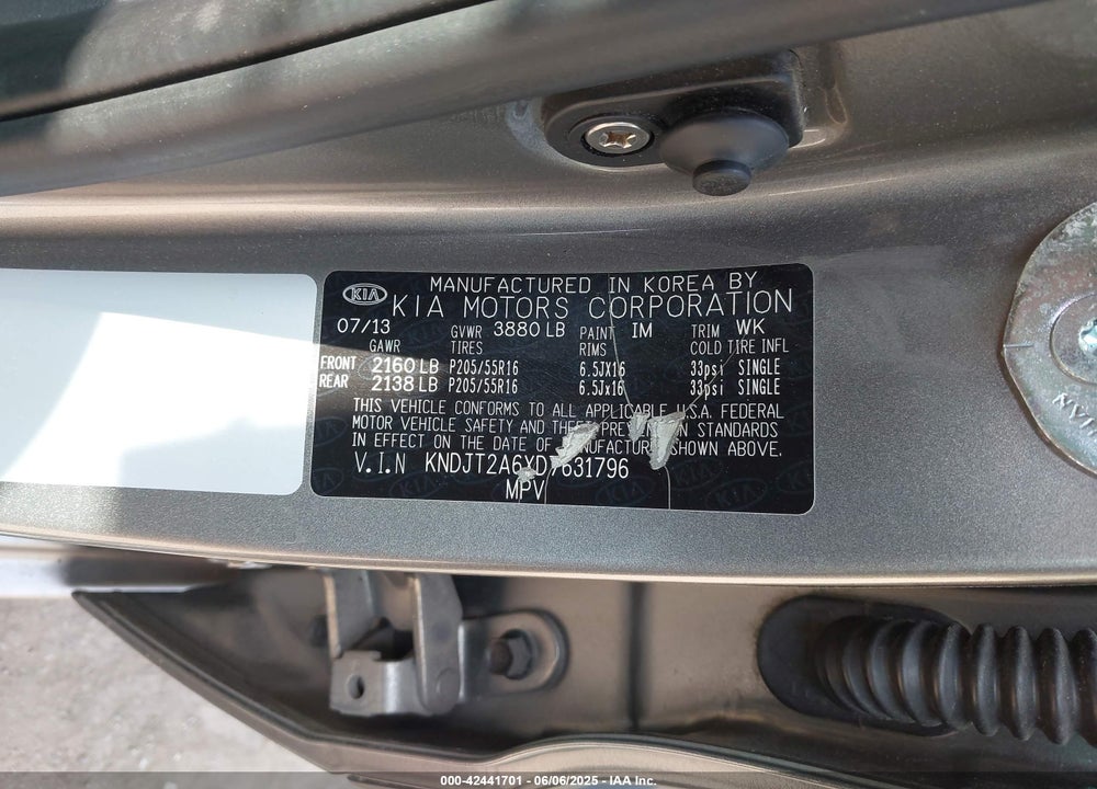 2013 KIA SOUL VIN: KNDJT2A6XD7631796