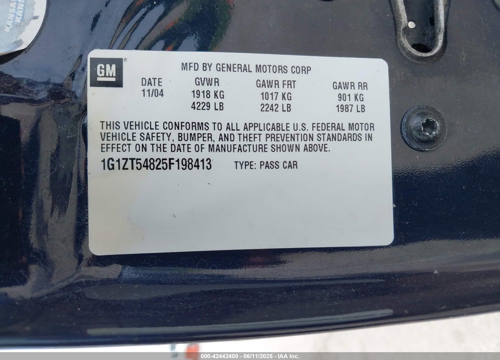2005 CHEVROLET MALIBU LS VIN: 1G1ZT54825F198413