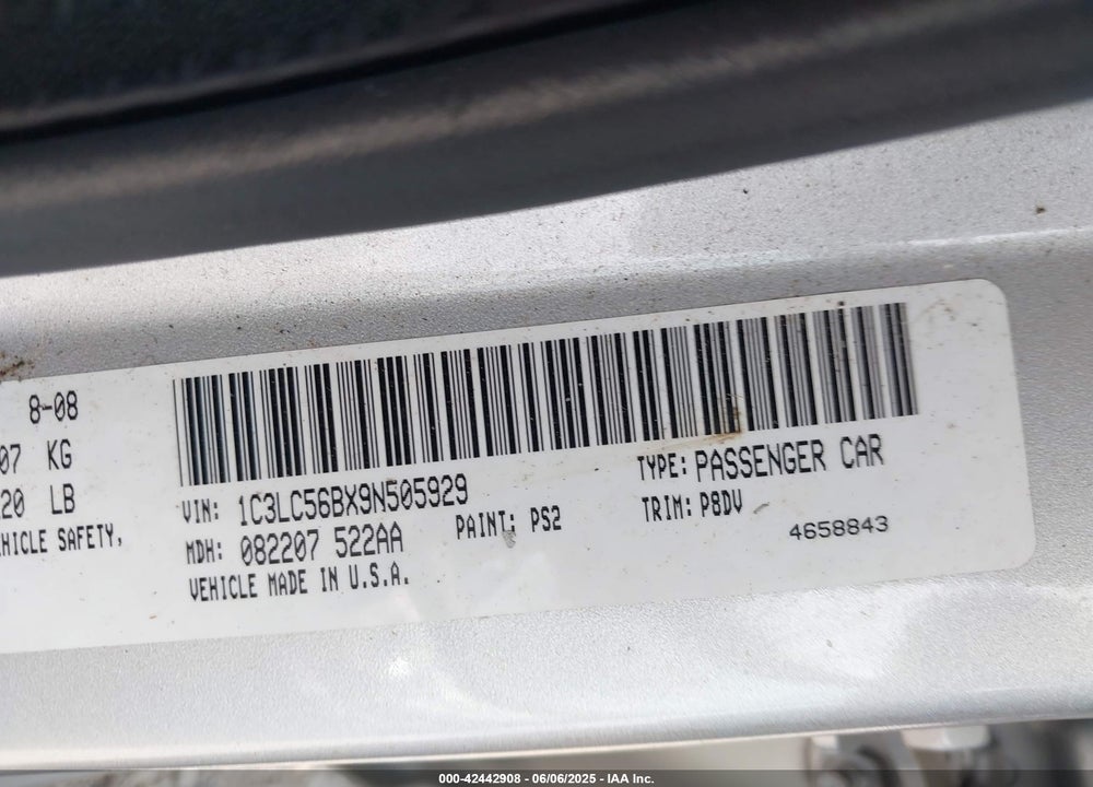 2009 CHRYSLER SEBRING TOURING VIN: 1C3LC56BX9N505929