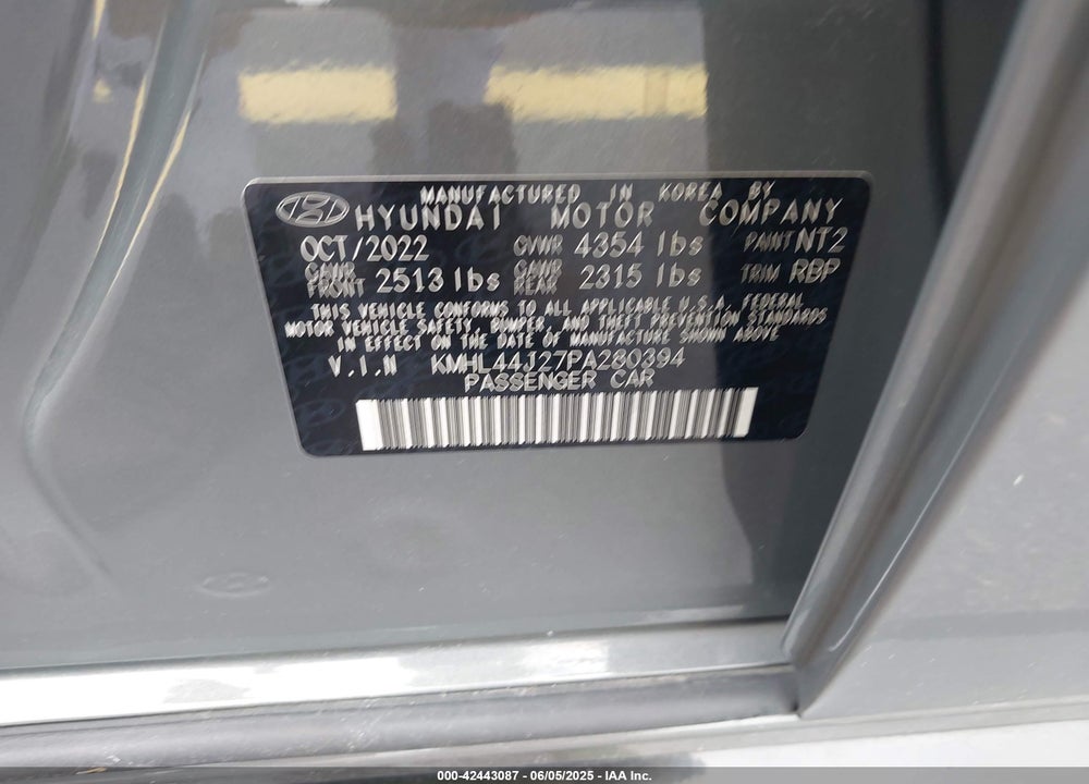 2023 HYUNDAI SONATA VIN: KMHL44J27PA280394