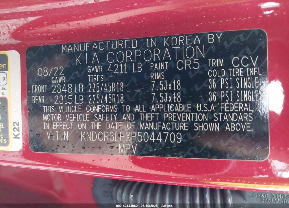 2023 KIA NIRO VIN: KNDCR3LEXP5044709