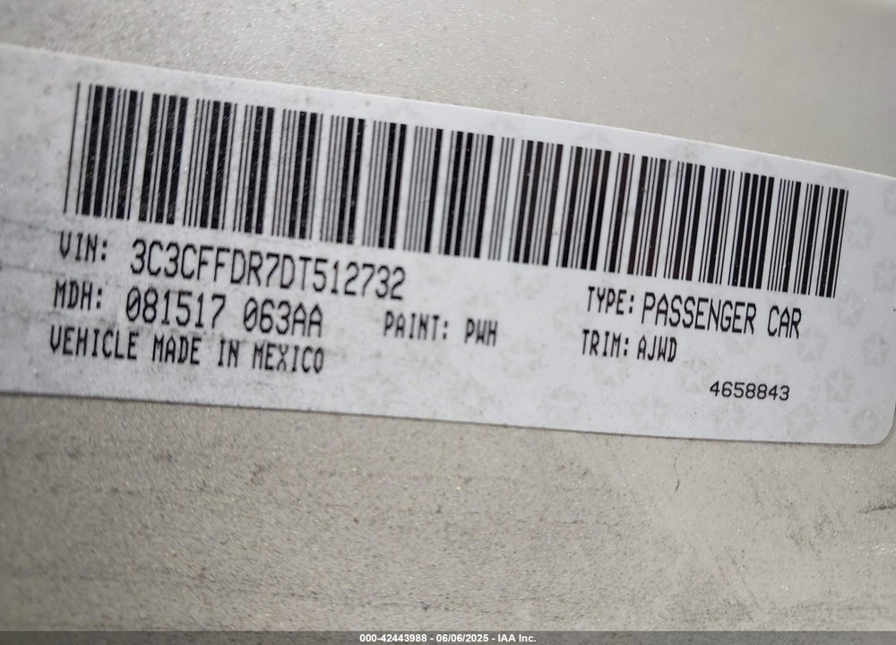 2013 FIAT 500C POP VIN: 3C3CFFDR7DT512732