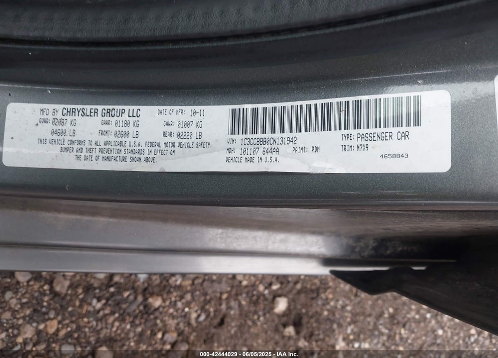 2012 CHRYSLER 200 VIN: 1C3CCBBB0CN131942