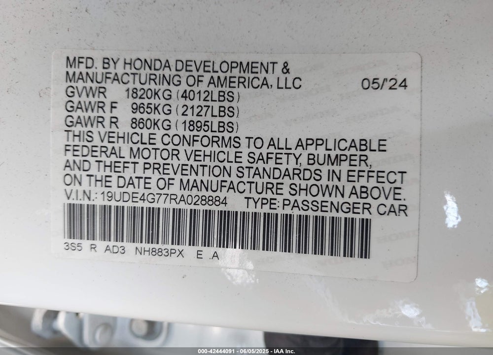 2024 ACURA INTEGRA A-SPEC TECHNOLOGY VIN: 19UDE4G77RA028884