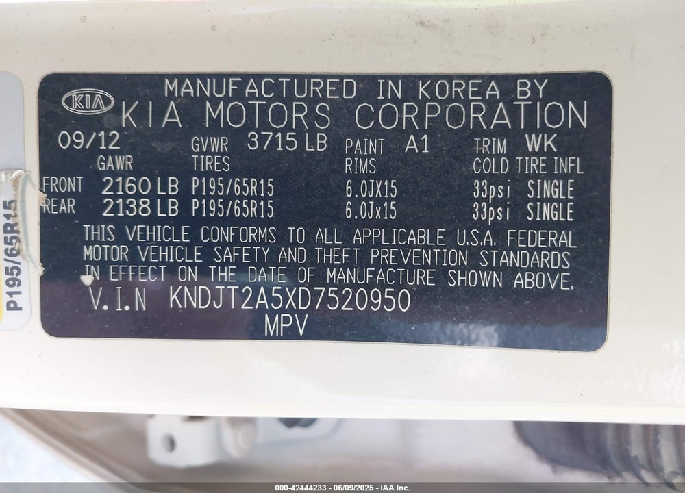 2013 KIA SOUL VIN: KNDJT2A5XD7520950